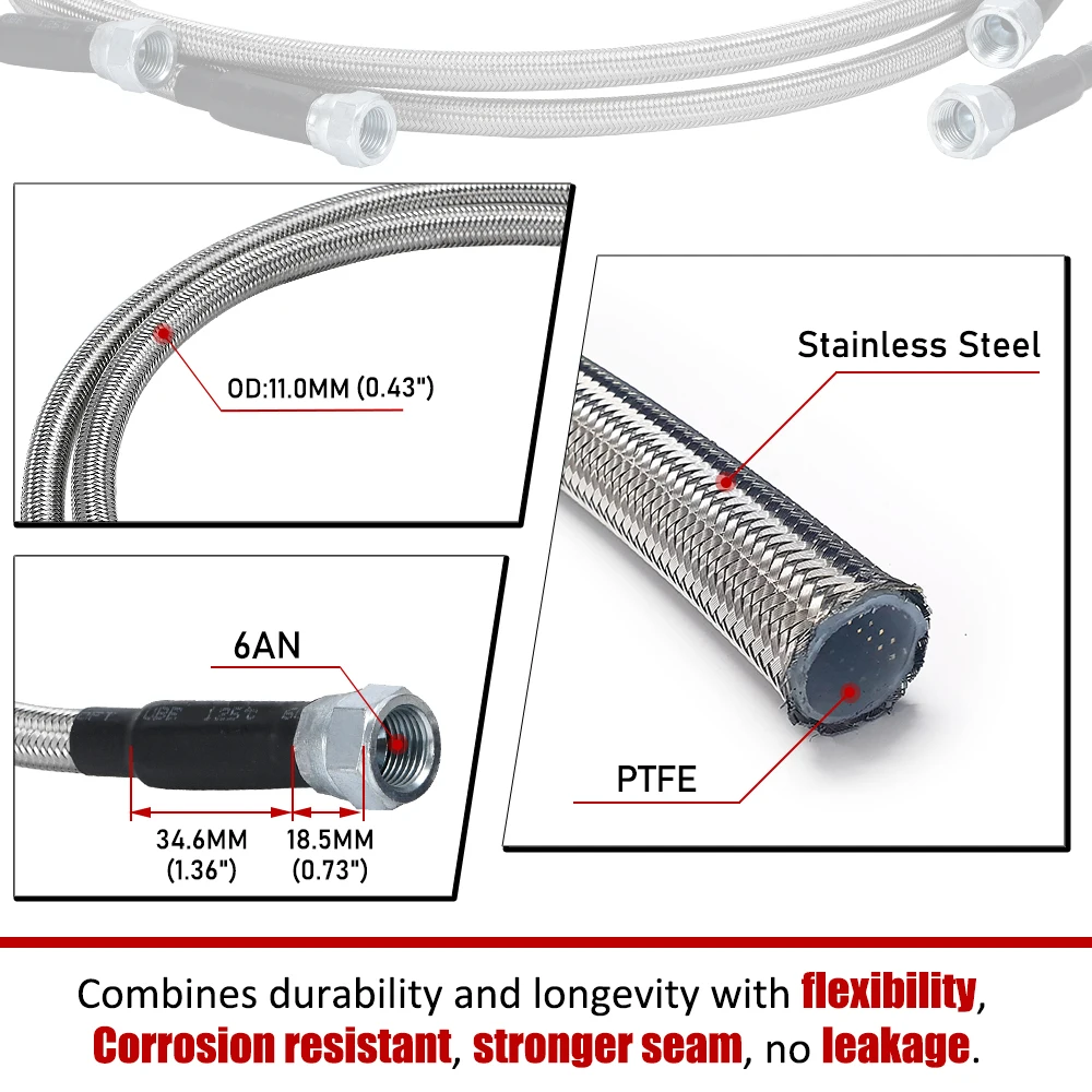 Плетеный шланг из нержавеющей стали для охлаждения трансмиссии ПТФЭ GM Chevy