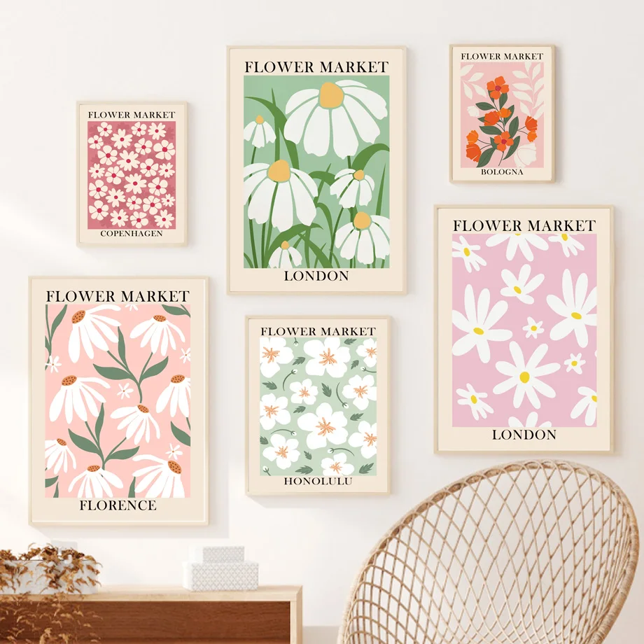 Абстрактная Настенная картина с изображением ярких цветов в минималистском