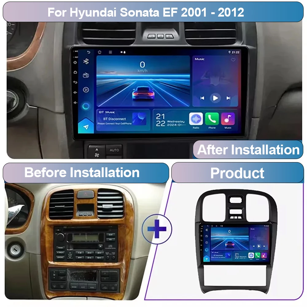 Автомобильный радиоприемник Android 14 для Hyundai Sonata EF 2001-2012 Мультимедийный видеоплеер