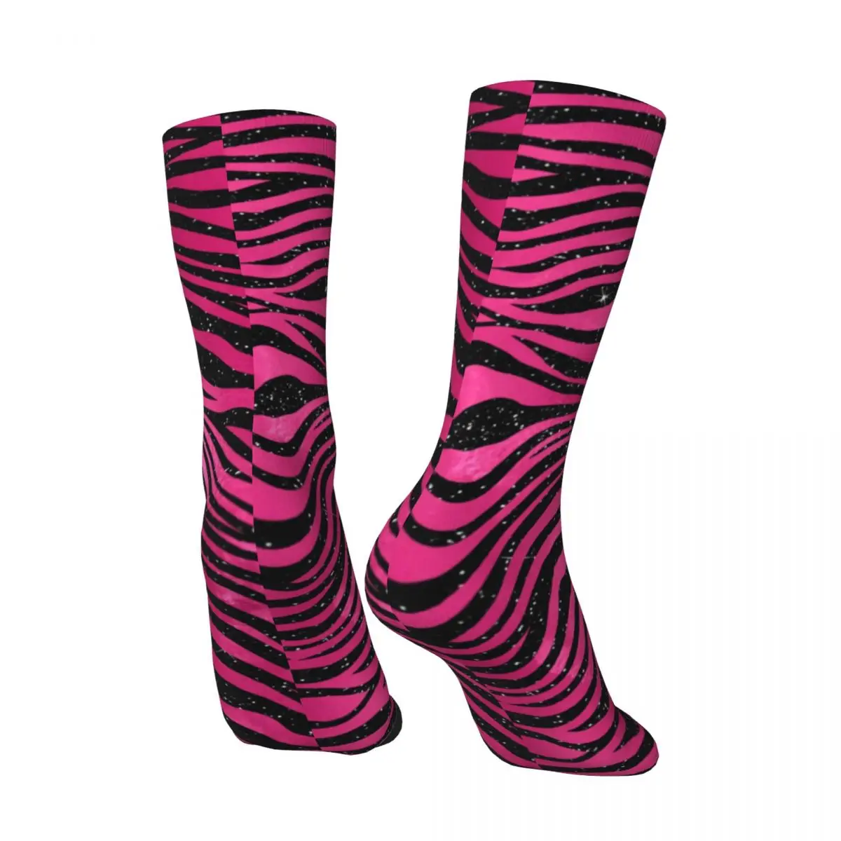 Носки с принтом тигра, ярко-розовые и черные полосатые дышащие Повседневные носки средней длины, большие Молодежные носки из химического волокна для кровати