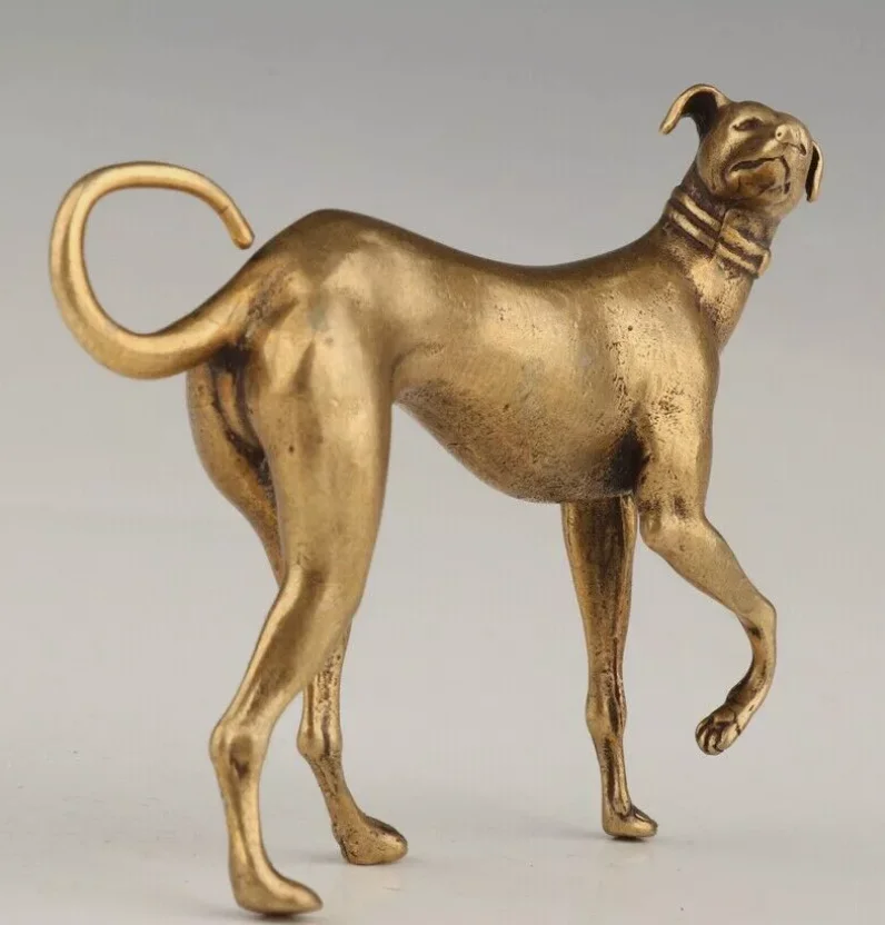 ВИНТАЖНАЯ ЛАТУННАЯ СТАТУЯ ЖИВОТНЫХ СЕРЫХ ТУФОТ СОБАКИ КОЛЛЕКТНЫЙ ПОДАРОК