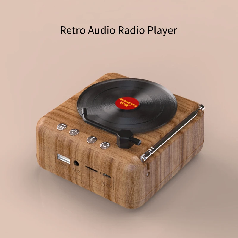 

Retro Vinyl Bluetooth Radio Receiver Record Music Player Speakers Handsfree Rechargeable Creative Radio Home Audio Radio