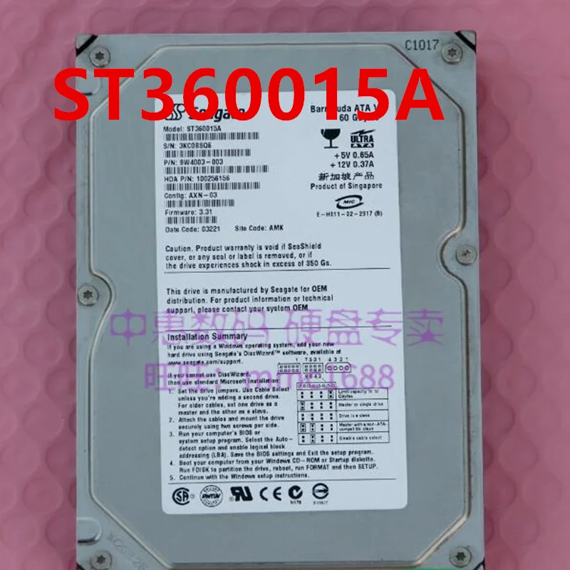 

Original 90% New Hard Disk For SEAGATE 60GB IDE 3.5" 7200RPM 2MB Desktop HDD For ST360015A