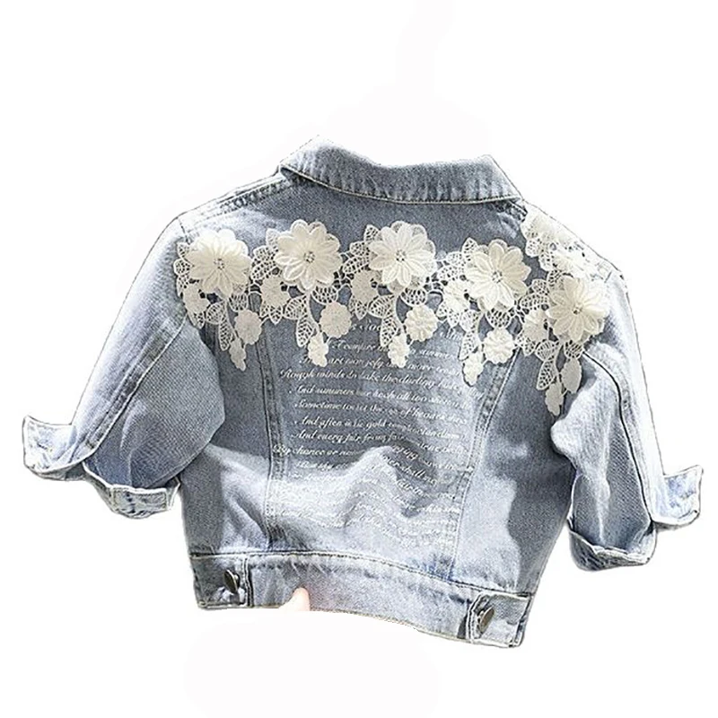 

Kids Girls Jacket New Baby coat Children's Denim Jacket Windbreaker Kids Clothes Long Sleeve Lace Coat for girl