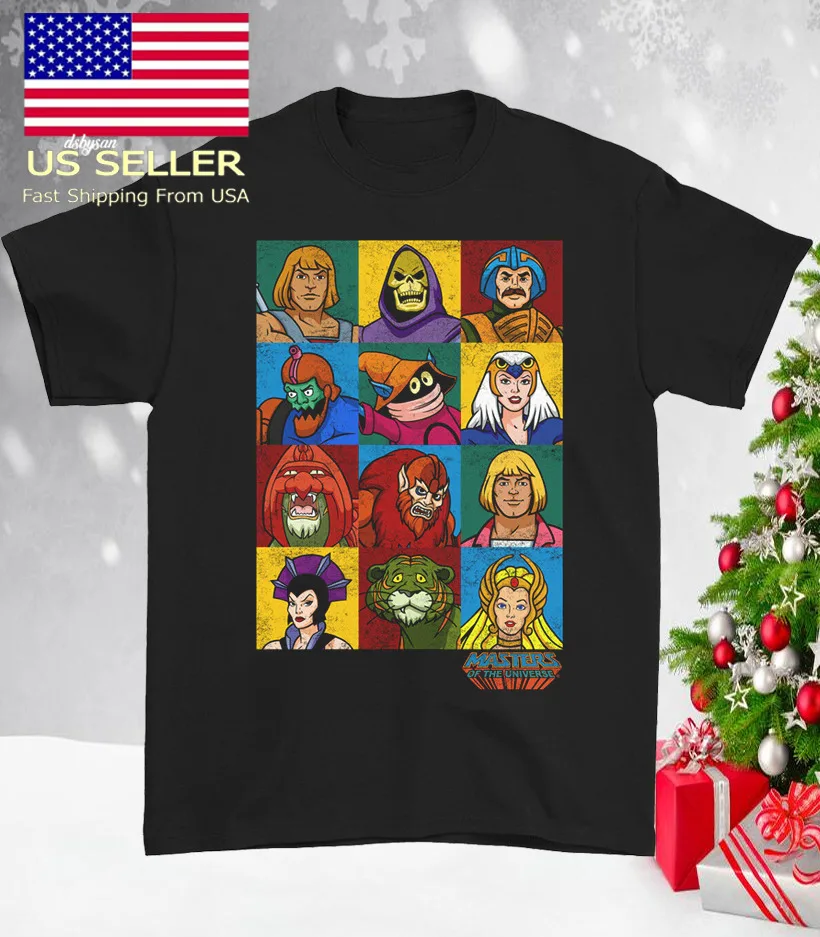 Футболка HOT Masters Of The Universe He Man с персонажами черная JJ3556