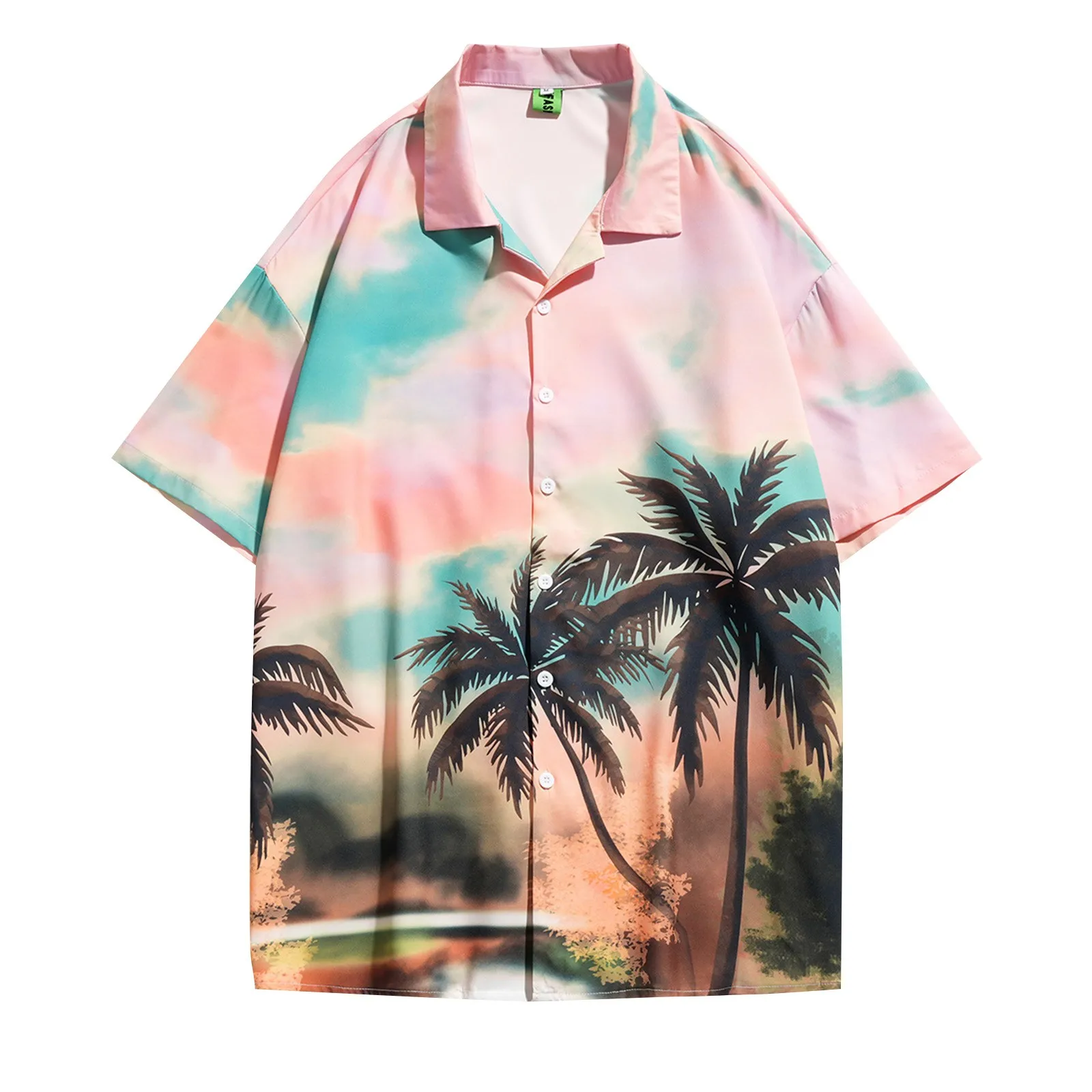 

2023 Hawaii Shirts Short Sleeve Coconut Tree 3d Print Beach Top Large Retro 5xl Fashion Top Casual Single Breasted T-Shirts