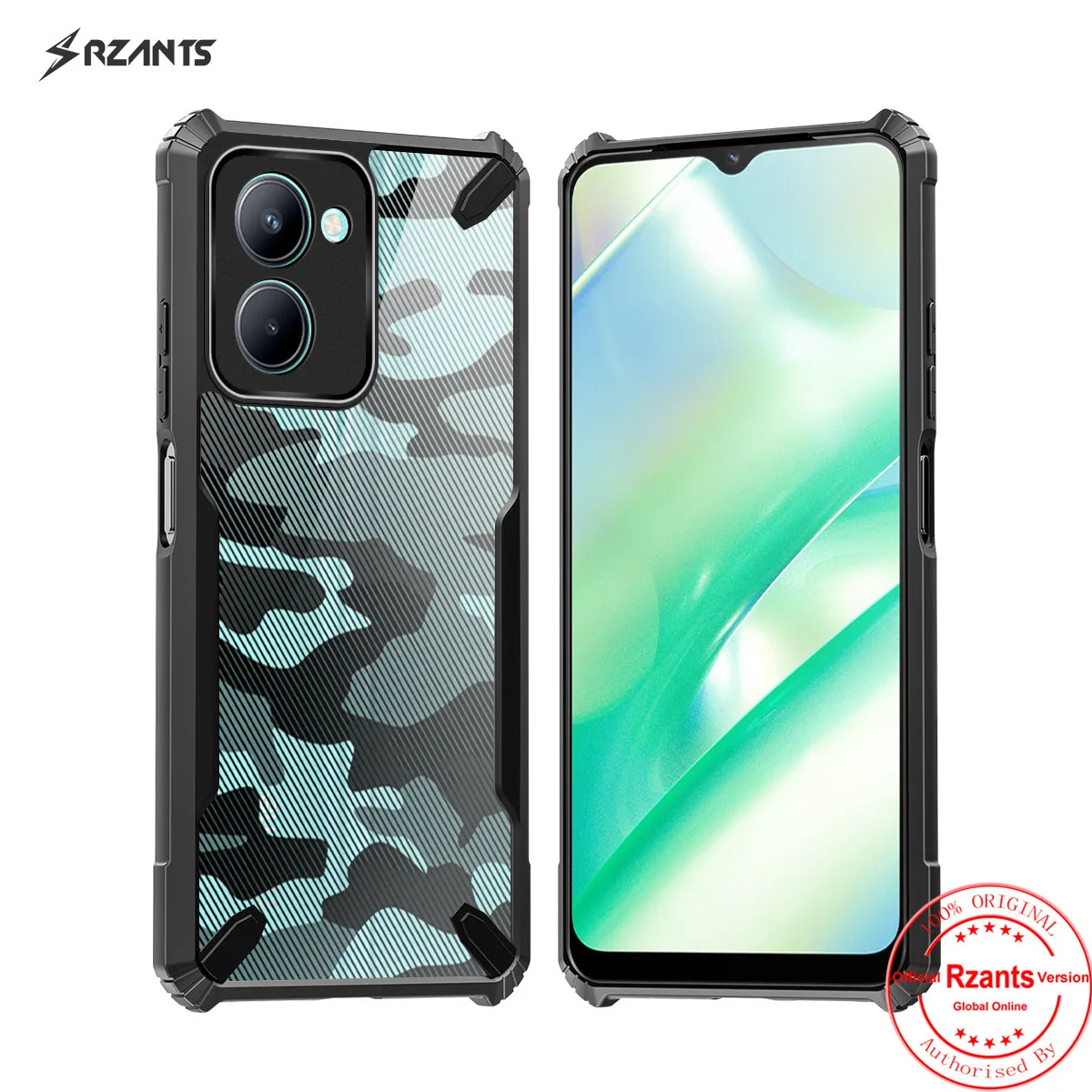 

Rzants For OPPO Realme C33 Case Hard [Camouflage Bull] Shockproof Slim Crystal Clear Cover Funda Thin Casing