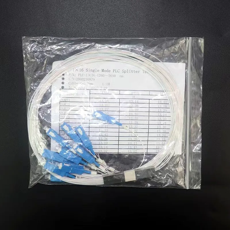 FTTH SC/UPC High Quality 0.9SM Micro Splitter 1-16 Steel Tubular PLC Single Mode Pigtail Optical Splitter Connector