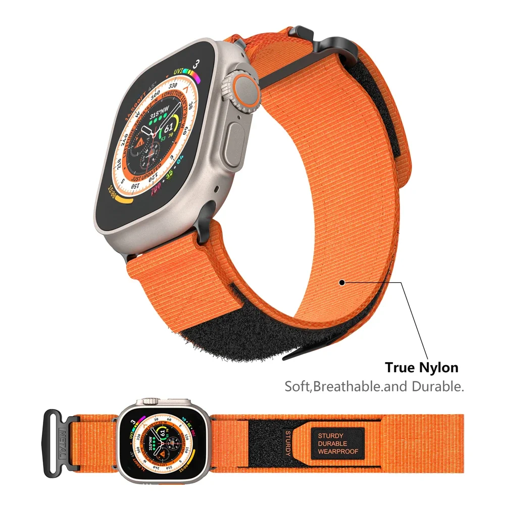 Нейлоновый ремешок для Apple Watch Ultra 2 49 мм 45 44 42 парусиновый спортивный браслет-петля