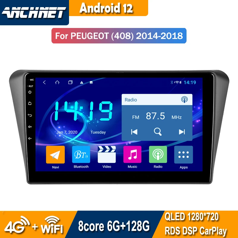

Autoradio Android 12 Carplay Radio Car Stereo 2 Din multimedia Player For Peugeot 408 2014 - 2018 GPS Navigation