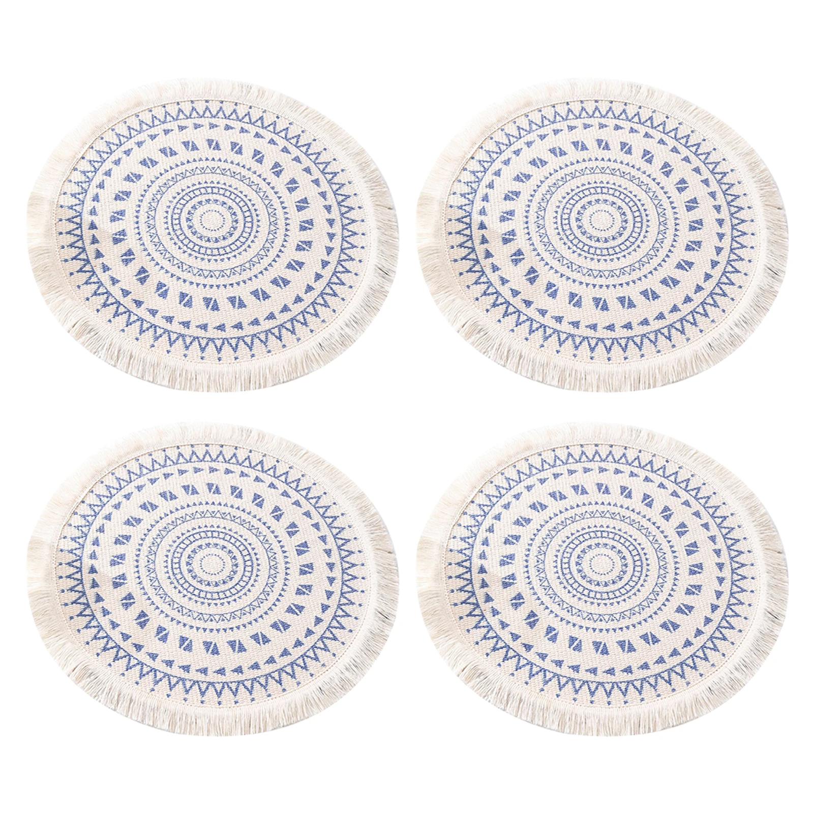 

Коврик льняной многоразовый с кисточками, нескользящий, термостойкий, устойчивый, многоразовый, для стола, столовой, вечевечерние, кухни, 4 ш...