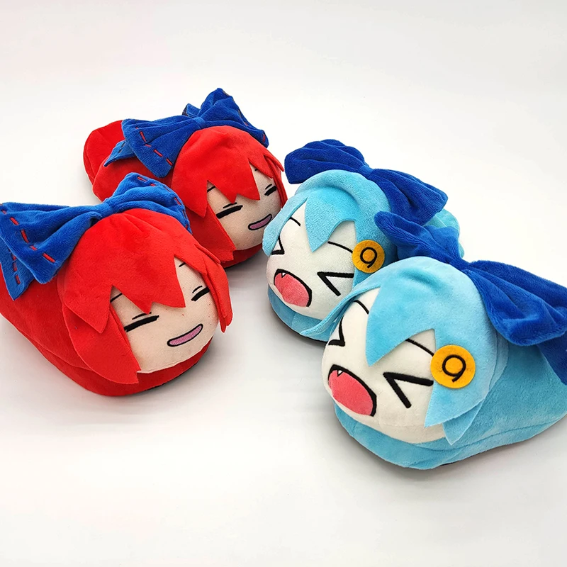Оптовая продажа, плюшевые тапочки Cirno Sekibanki из Аниме TouHou Project для косплея, Мультяшные зимние теплые хлопковые удобные домашние тапочки, подарок