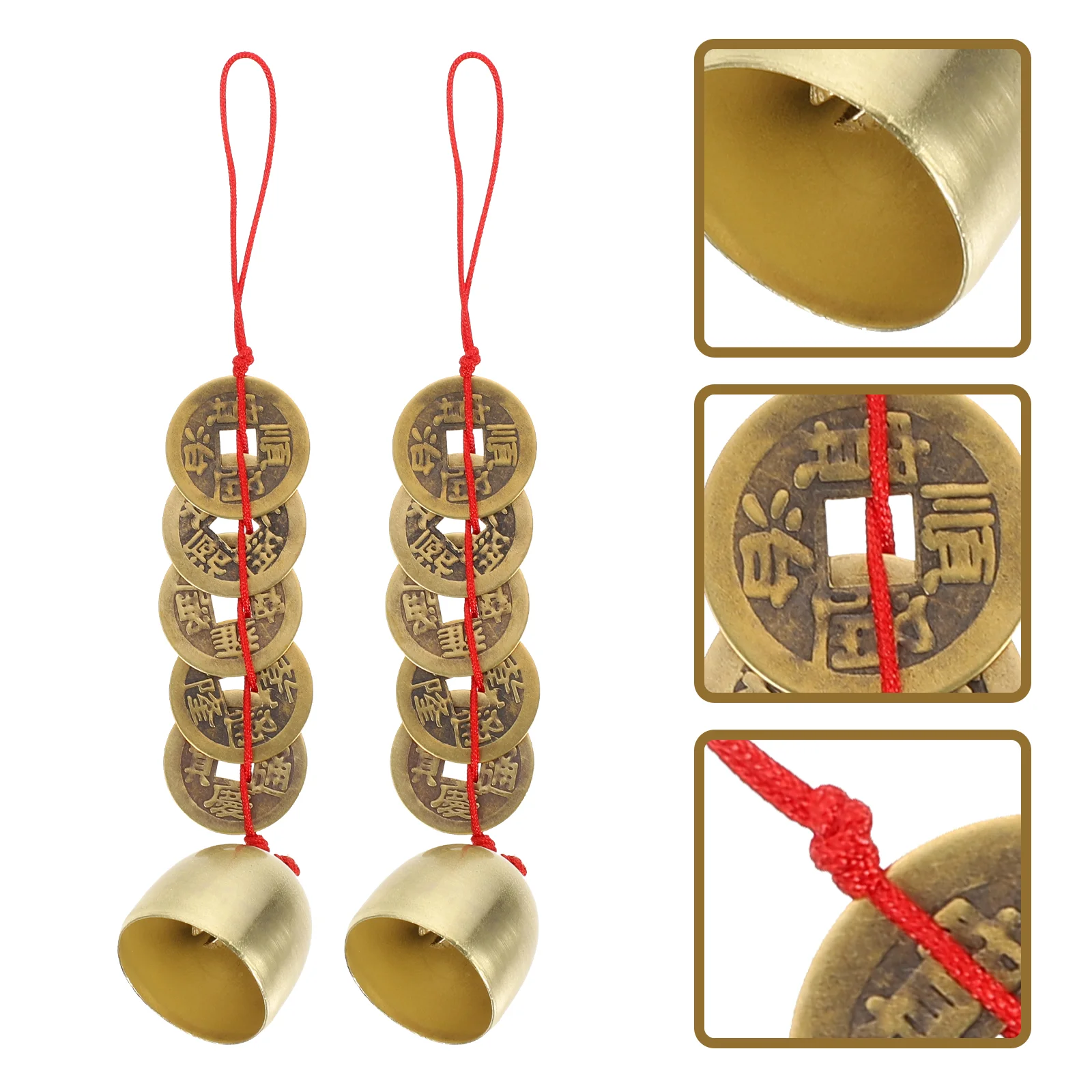 

2 Pcs Bell Pendant Hanging Ornaments Light House Decorations Home Bells Zinc Alloy Chinese Fengshui Wall Clock