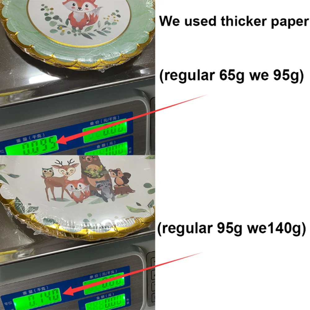 50-80pcs/set Woodland Baby Shower Party Decorative Premium Paper Plates Gold Trim for Children Forest Fox Birthday - купить по
