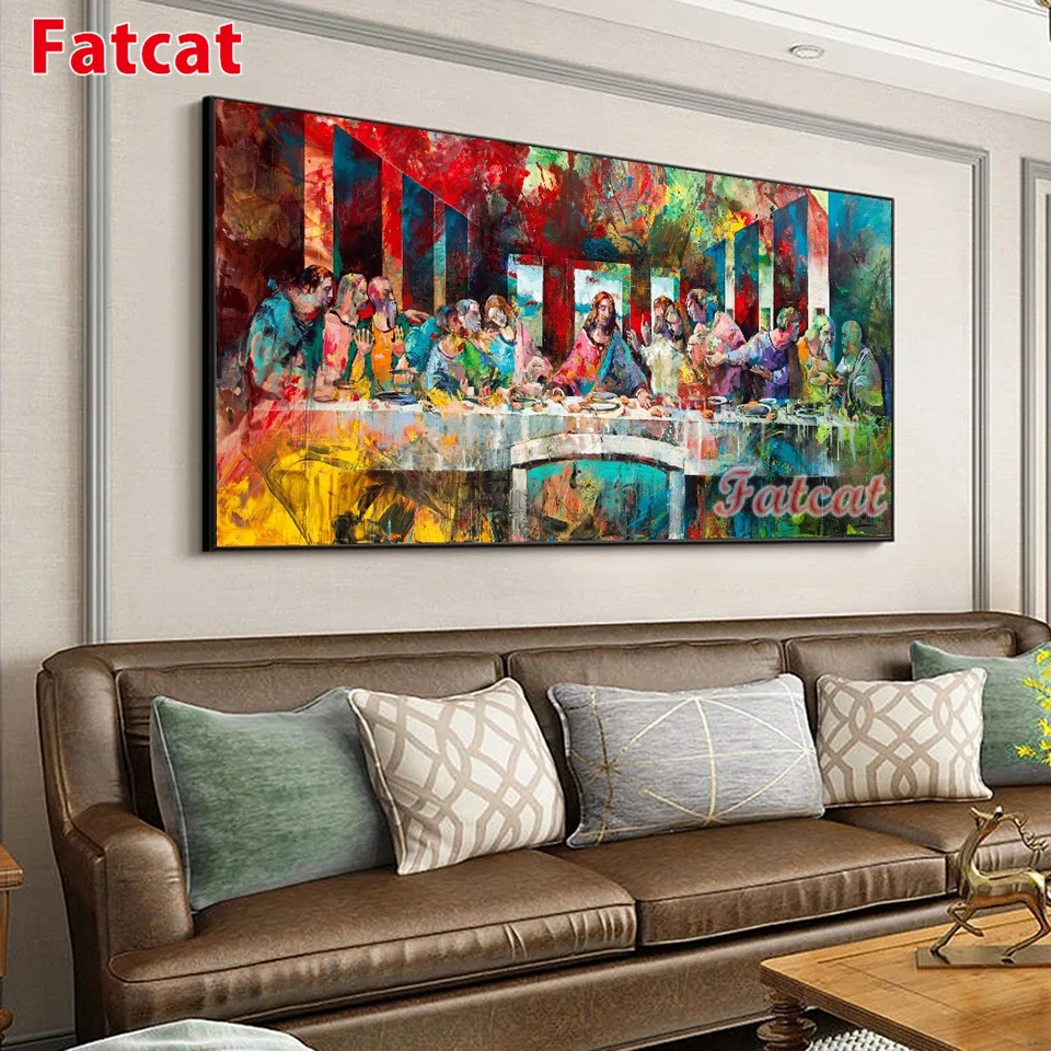 

5D DIY diamond painting famous painter Da Vinci The Last Supper graffiti diamond cross-stitch Mosaic home decoration WE548