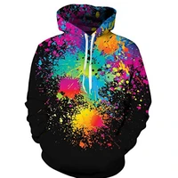 mens rainbow graffiti print hoodie casual street sweater loose pullover oversized hip hop astronaut personality sweatshirt