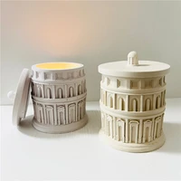 2022 concrete silicone mold candle jar and lid original classical pantheon design scented candle container diy home decor