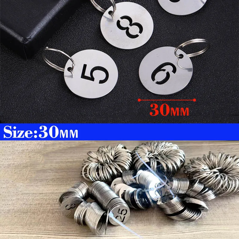10PCS Stainless Steel 30mm Round Number Labels Hollow Out Plates Signs Hangtags For Keys Metal Tags Markers