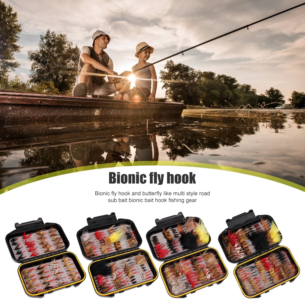 

Bionic Insects Flies Fly Lure Jig Hook Set Wobblers False Bait with Box Tackle Fishing Bait Lure Tackle Accessories