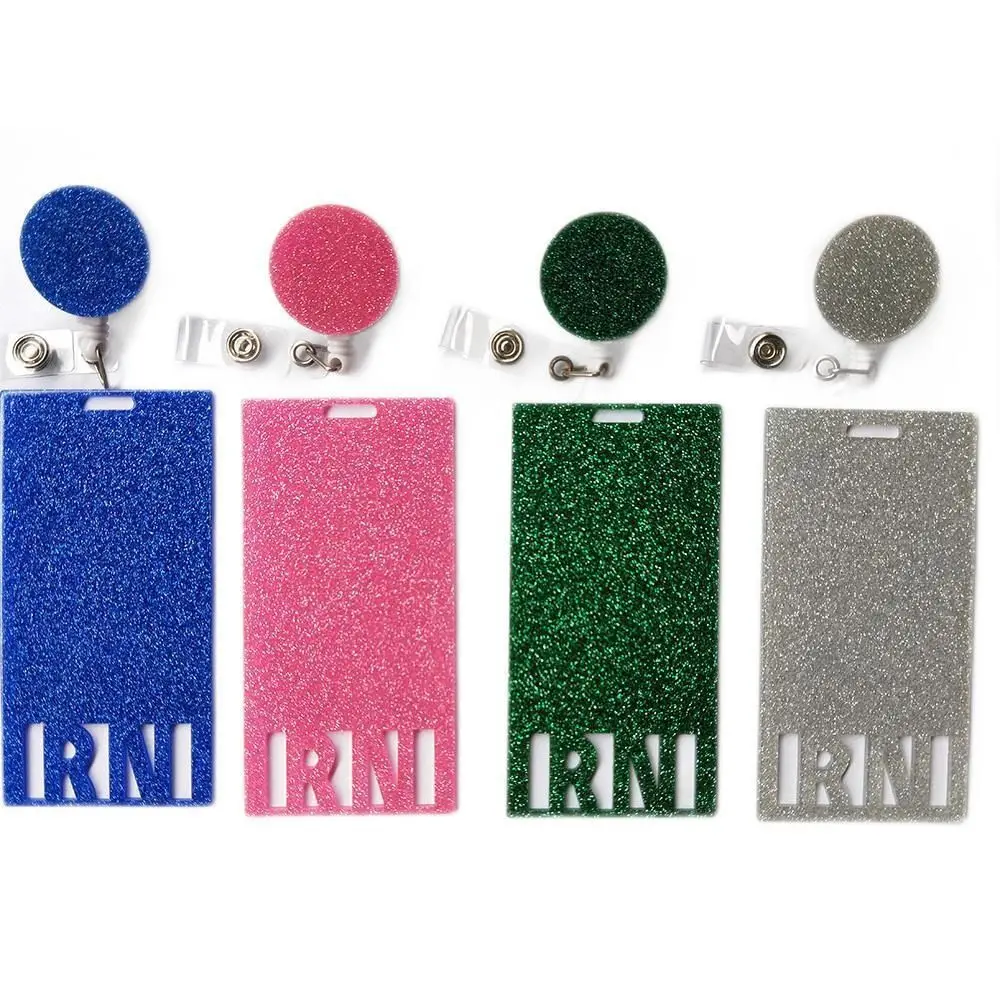 

Acrylic Bling Retractable Badge Reel Durable Convenient ID Card Holder Nurse Doctor Stretchable Buckle Clip