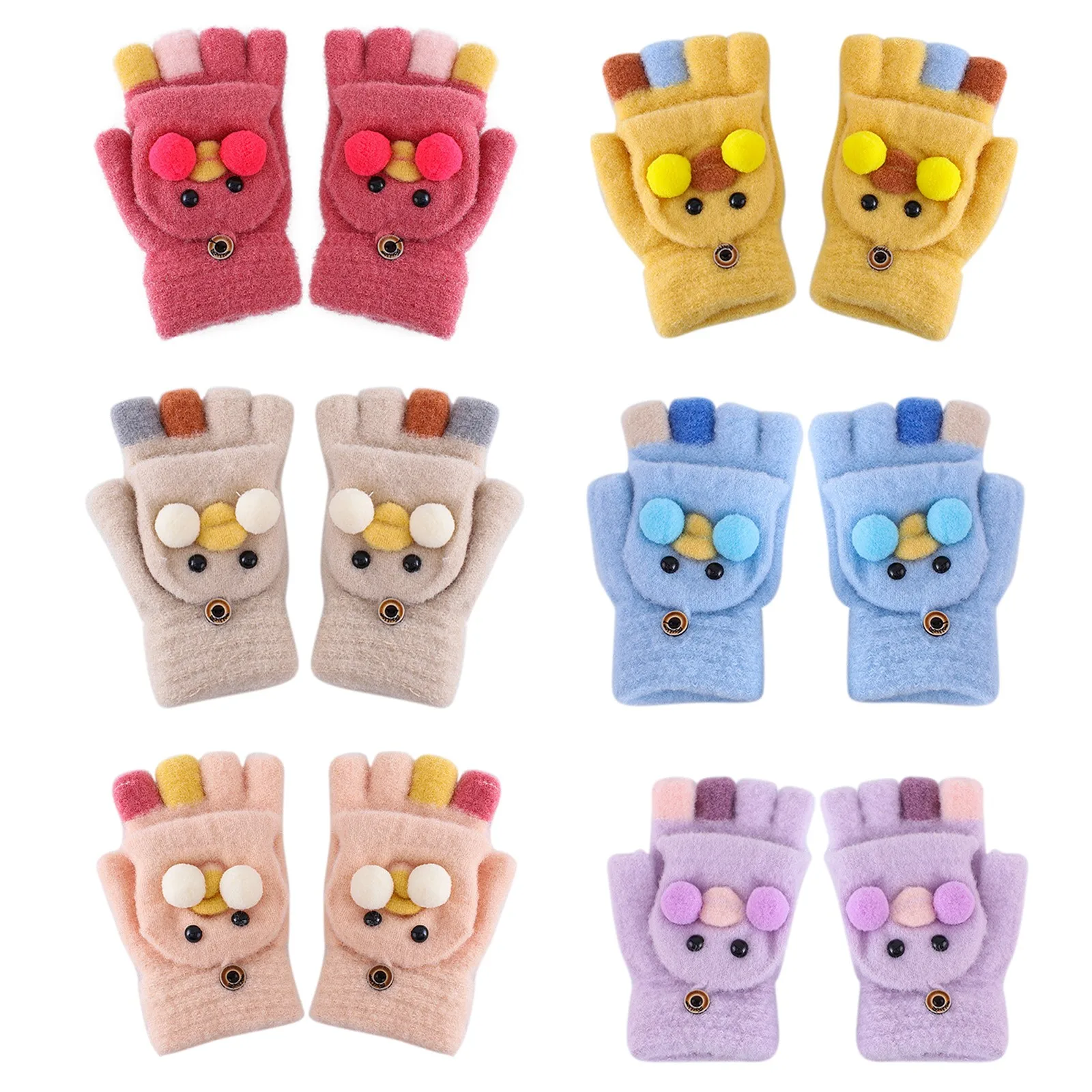 

Fingerless Mittens Knitted Convertible Top Warm Winter Children Kids Gloves Girls Gloves 10 12 Years Boys Winter Gloves Black