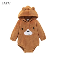 lapa baby girls 0 18m long sleeve autumn hooded romper 1 piece winter solid cute rompers plush clothes