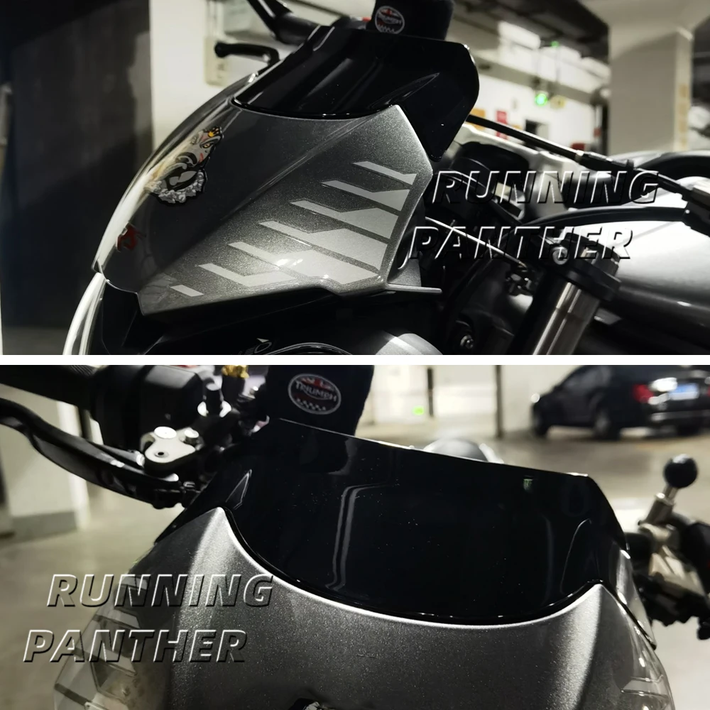 Лобовое стекло мотоцикла черное/прозрачное/дымчато-серое для Street Triple S660 765S 765R 765RS