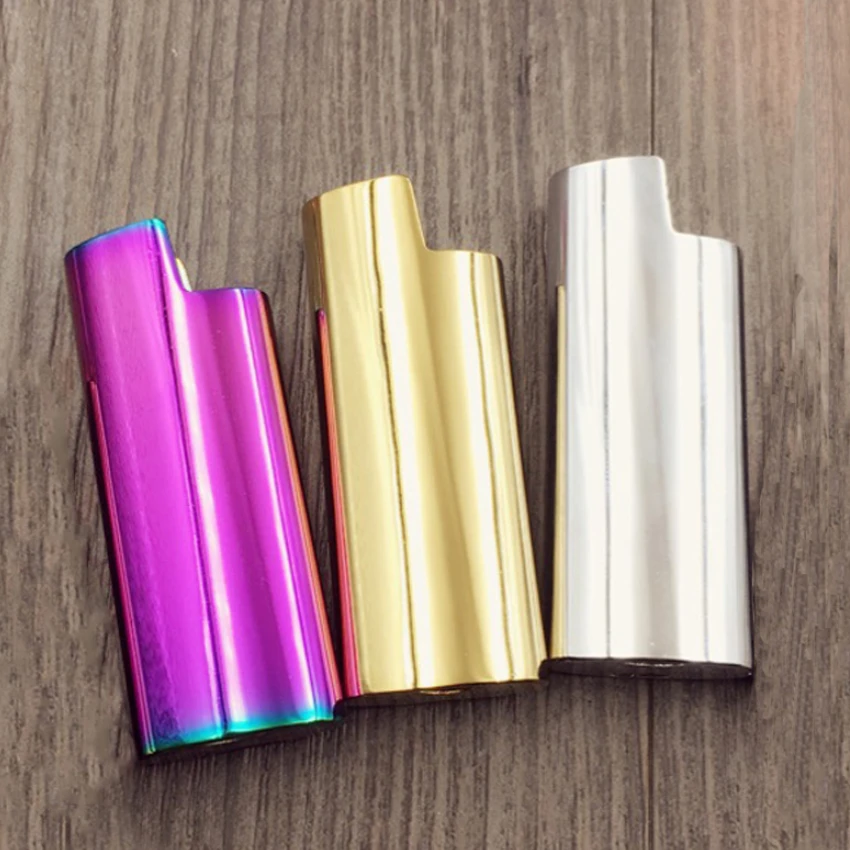 

Personality color Gas Lighter Alloy Armor Shell Reusable Protect Box For Bic J6 Lighters Universal Outside Cover Man Gift