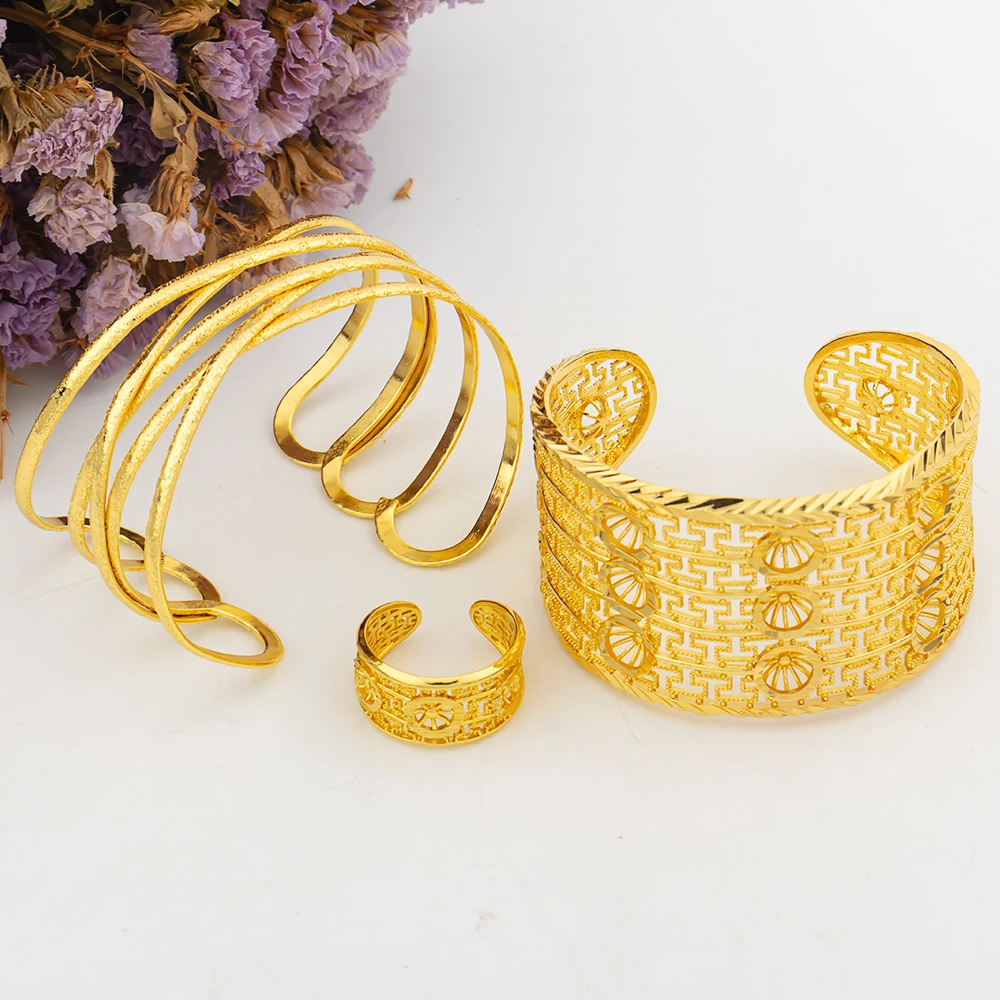 

Большой роскошный браслет, кольцо, Дубай, Женские Ювелирные изделия золотого цвета, модный устойчивый к ржавчине, женский браслет с шармами на запястье, новый дизайн, кубинский браслет