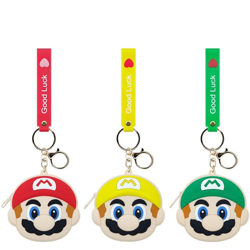 

Hot Cartoon Mario Coin Wallet Keychain Cute Super Mario Key Chain Schoolbag Pendant Boys Girls Student Small Accessories Gifts