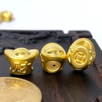 1pcs pure 999 24k yellow gold 3d men women coin yuanbao pendant 0 85 0 95g