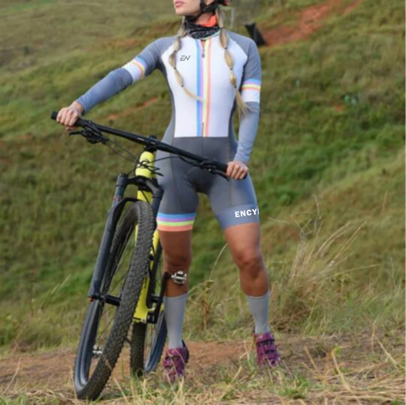 

2023 NewSummer One Piece Women's Cycling Clothes Long Female Jumpsuit Skinsuit Gradient Pink, Lycra UV Protection,Little Cycling