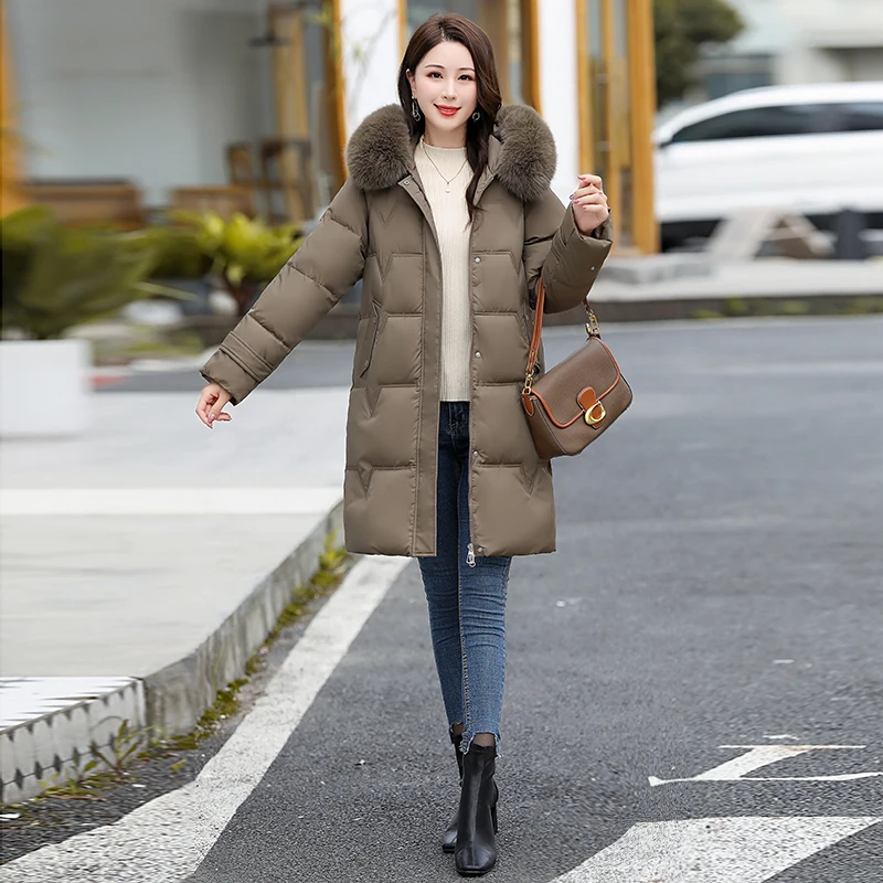 Women Winter Jackets Coats New Parkas Women Down Cotton Jackets Warm Outwear Faux Fur Collar Hooded Female Long Jacket Mujer 3XL