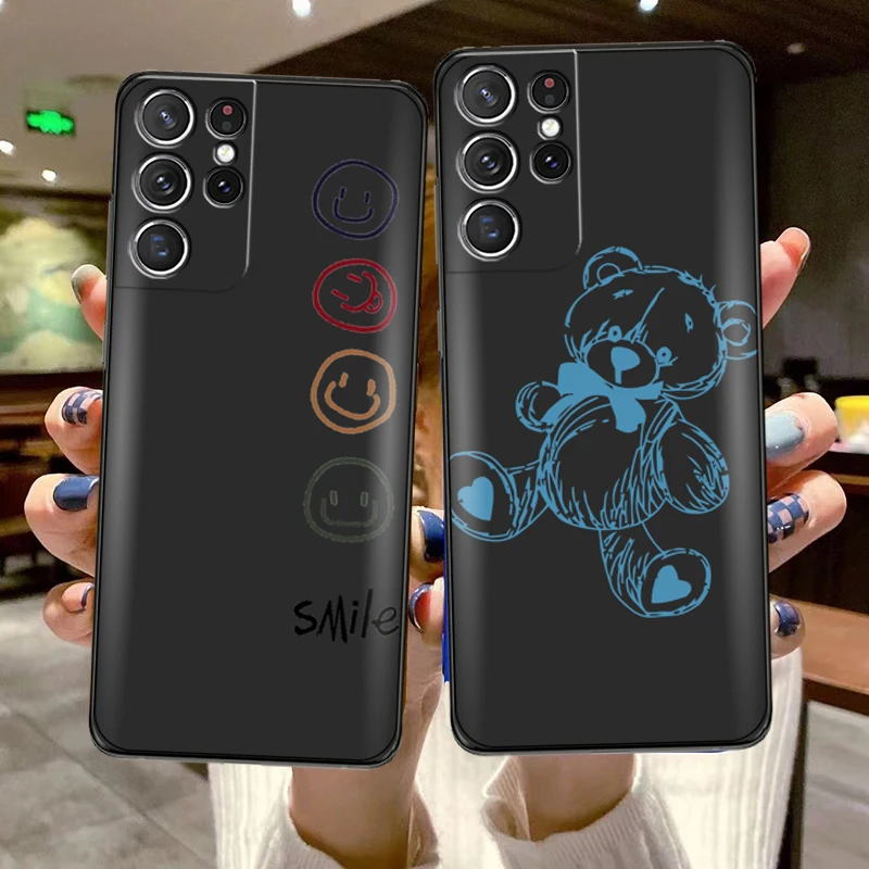 

Fashion Smiling Face Cute Cartoon Painting Phone Case For Samsung Galaxy S22 S21 S20 Ultra FE 5G S22 S10 10E S9 Plus Coque Back