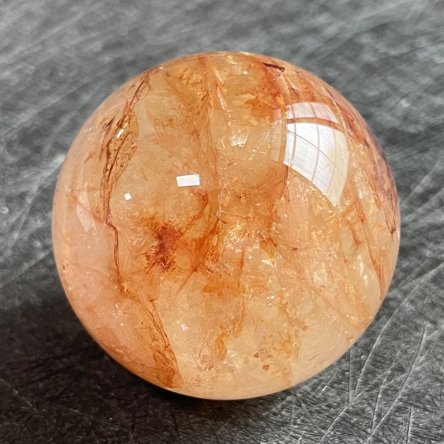 

148g Natural Stone Clear Quartz Sphere Rainbow Red Crystal Ball Rock Decoration Rough Polished Healing Z168
