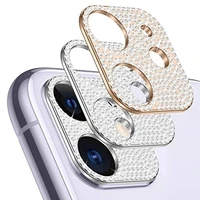 luxurious shockproof for iphone 11 12 13 pro max mini shiny rhinestone glitter phone camera lens on diamond lens protector cover