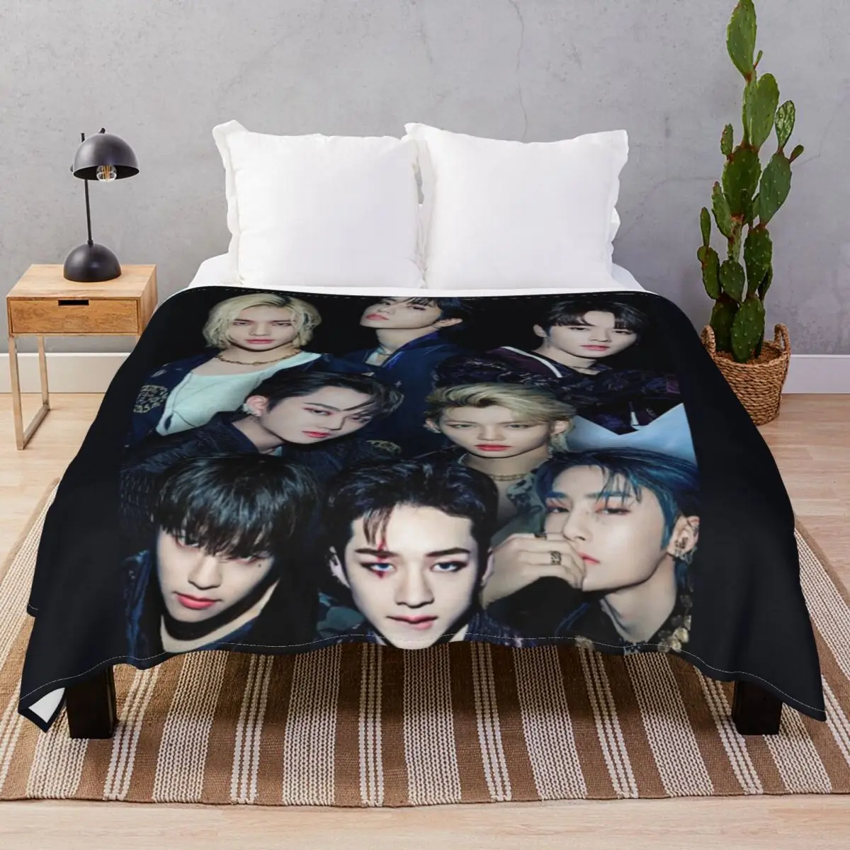 

Stray Kids Ot8 SKZ Kpop Blankets Flannel Decoration Multifunction Throw Blanket for Bed Sofa Travel Office