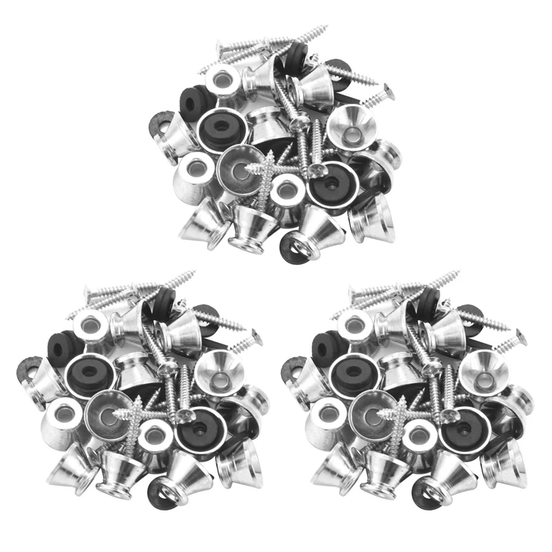 

Guitar Bass Chrome Metal End Pin Strap Buttons Locks Cushion Screws (48Pcs)
