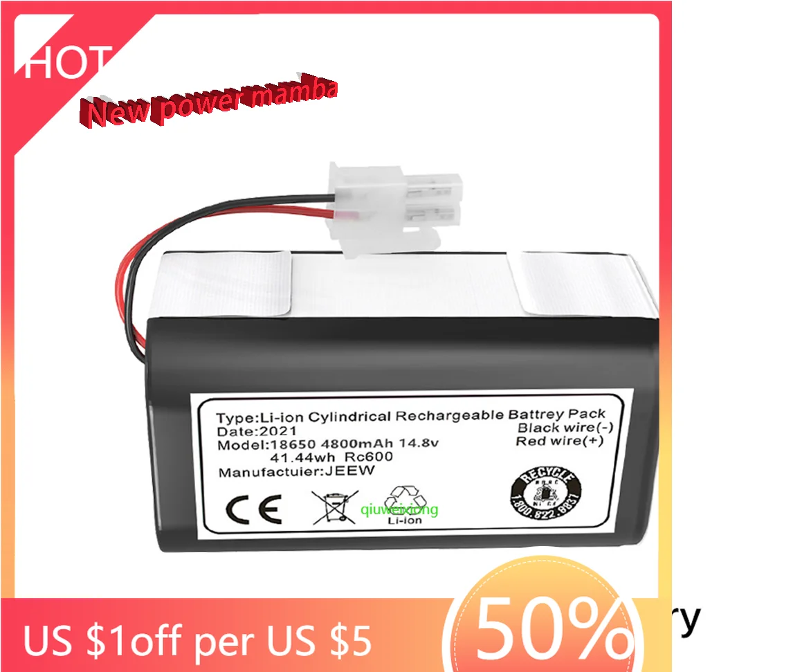 

High Capacity Vacuum Cleaner Li-ion 14.8V 4800mAh Battery for ILIFE Ecovacs A4s A4 A6 A9, V7 V7s V7s Pro Robotic Chuwi