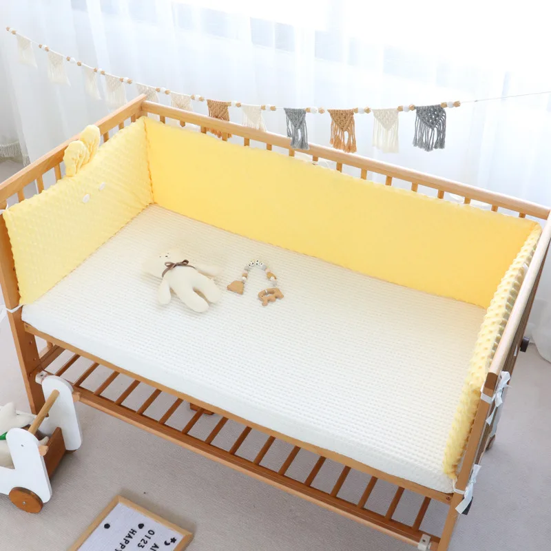 

Baby Nursery Solid Color Baby Bed Thicken Bumper One-piece Crib Around Cushion Cot Protector Pillows Newborn Room Decor 28x200cm