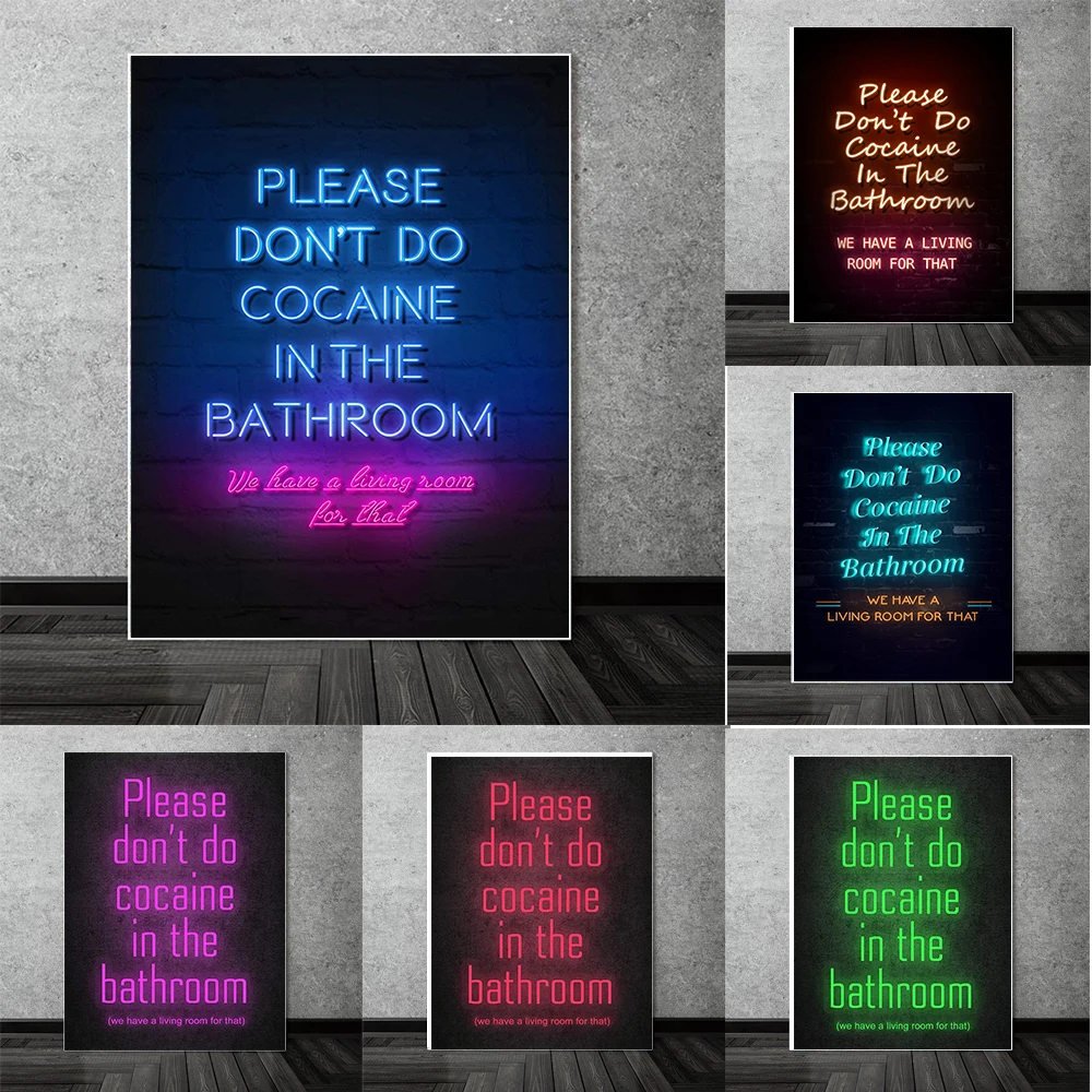 

Neon Wall Art Poster Canvas Painting Please Don't Do In The Bathroom Quote Minimalism Picture For Living Room Home Decoration|