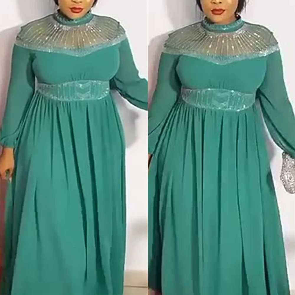 

Elegant African Dresses for Women 2022 New Summer Chiffon Muslim Kaftan Maxi Dress Dashiki Ankara Wedding Party Gown Outfits