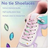 2022 new diamond no tie shoelaces colorful rhinestone shoe laces without ties elastic laces sneakers kids adult flat shoelace