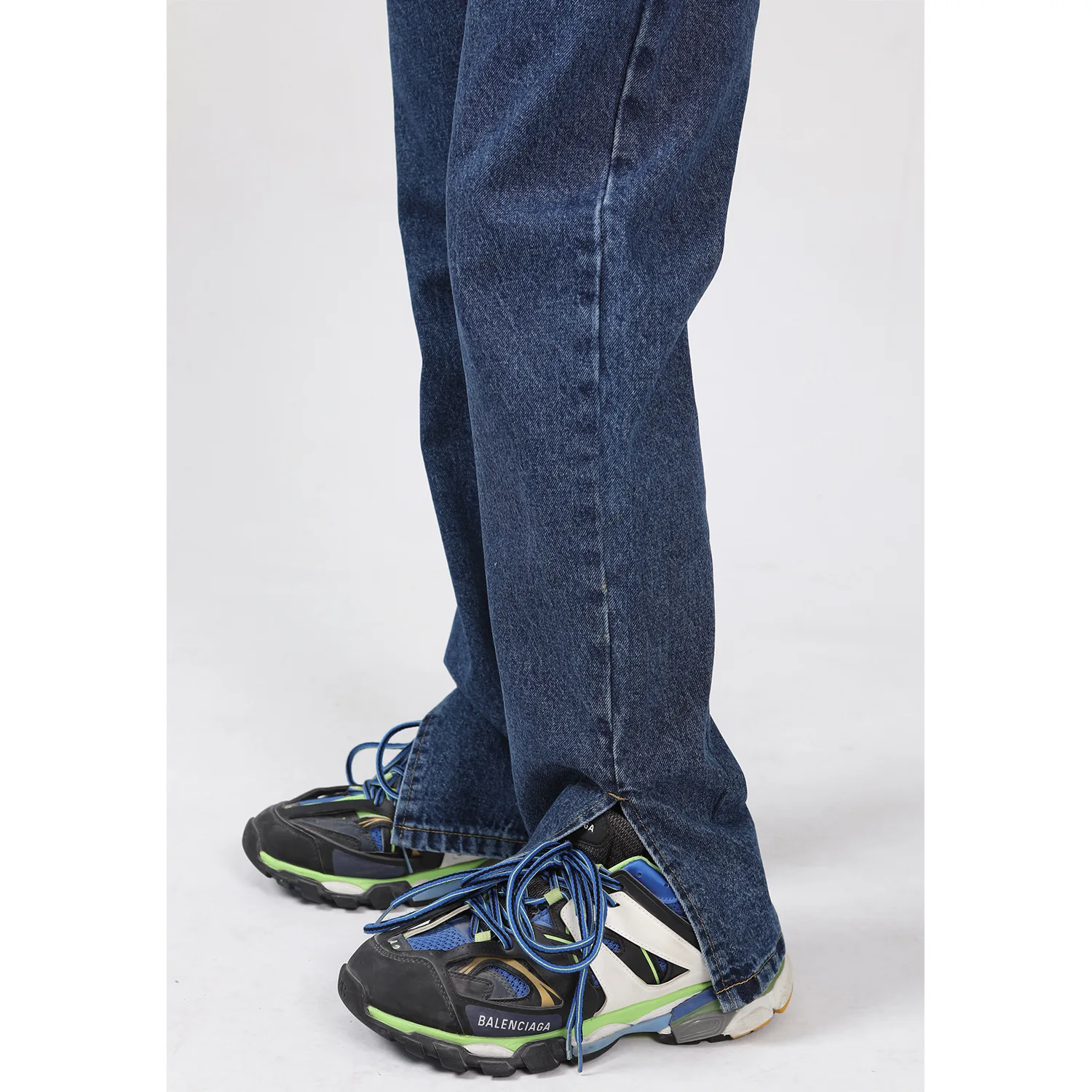 Four Seasons Men's Korean Version Simple Split Straight Casual Jeans Men's Wide Leg Pants Fashion Streetwear Ins Hot Sale JEANS