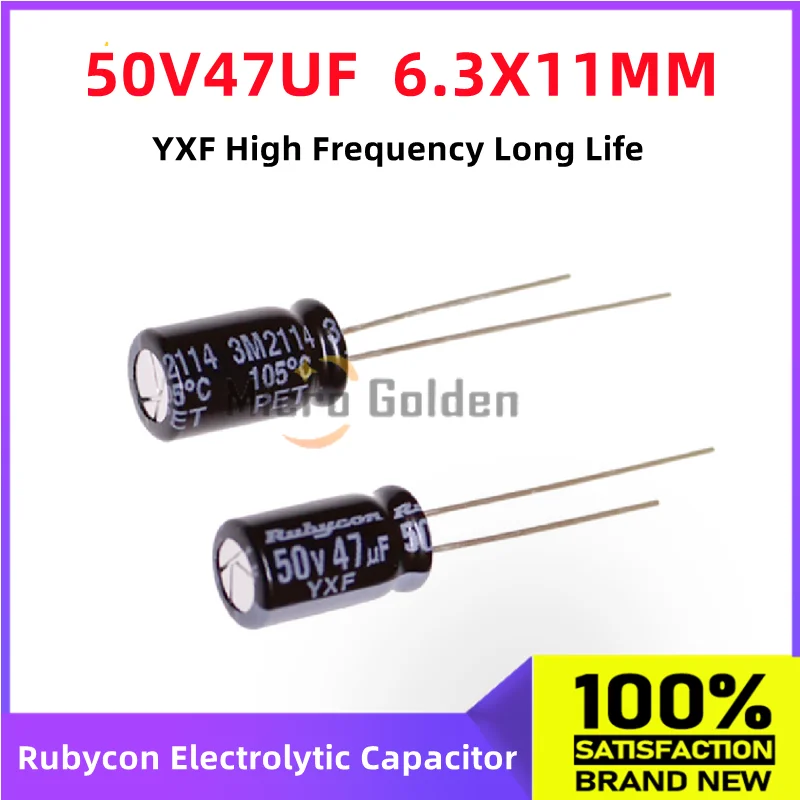 

(10pcs) Rubycon Imported Electrolytic Capacitor 50V47uf 6.3X11MM Japanese Ruby YXF Long Life High-Frequency capacitance 47UF 50V
