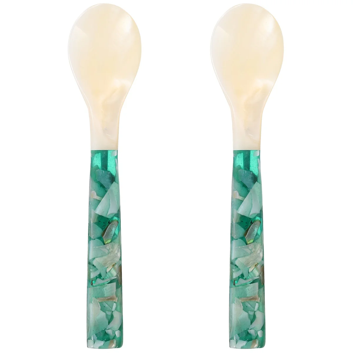 

2 pcs Coffee Spoon Seashell Spoon Dessert Spoon DIY Facial Mask Mixing Spoon