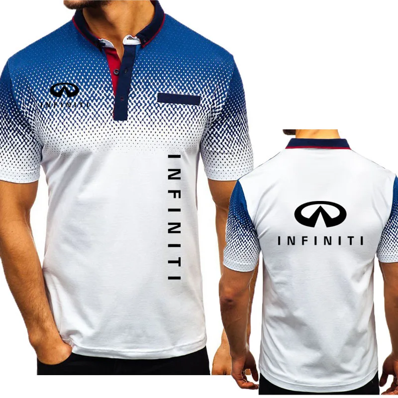 

Брендовая дышащая мужская рубашка-поло Infiniti с логотипом автомобиля, модная Новая мужская рубашка-поло с коротким рукавом в стиле хип-хоп, му...
