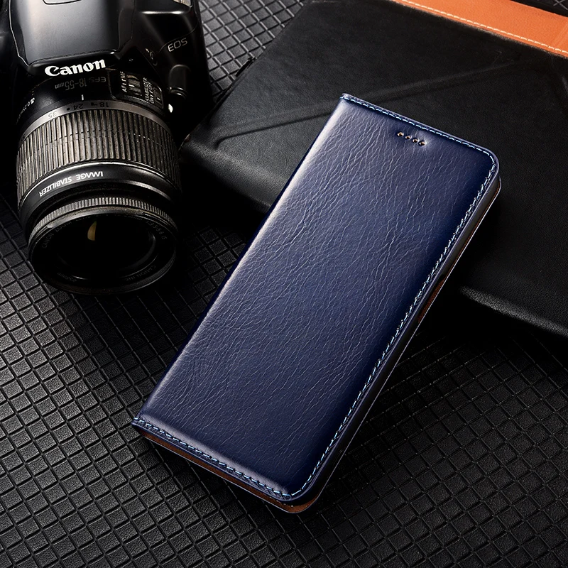 

Luxury Genuine Leather Cases for Motorola Moto E E6i E6s E7 Plus E7i Power E20 E30 E40 Magnetic Cowhide Cover With KickStand