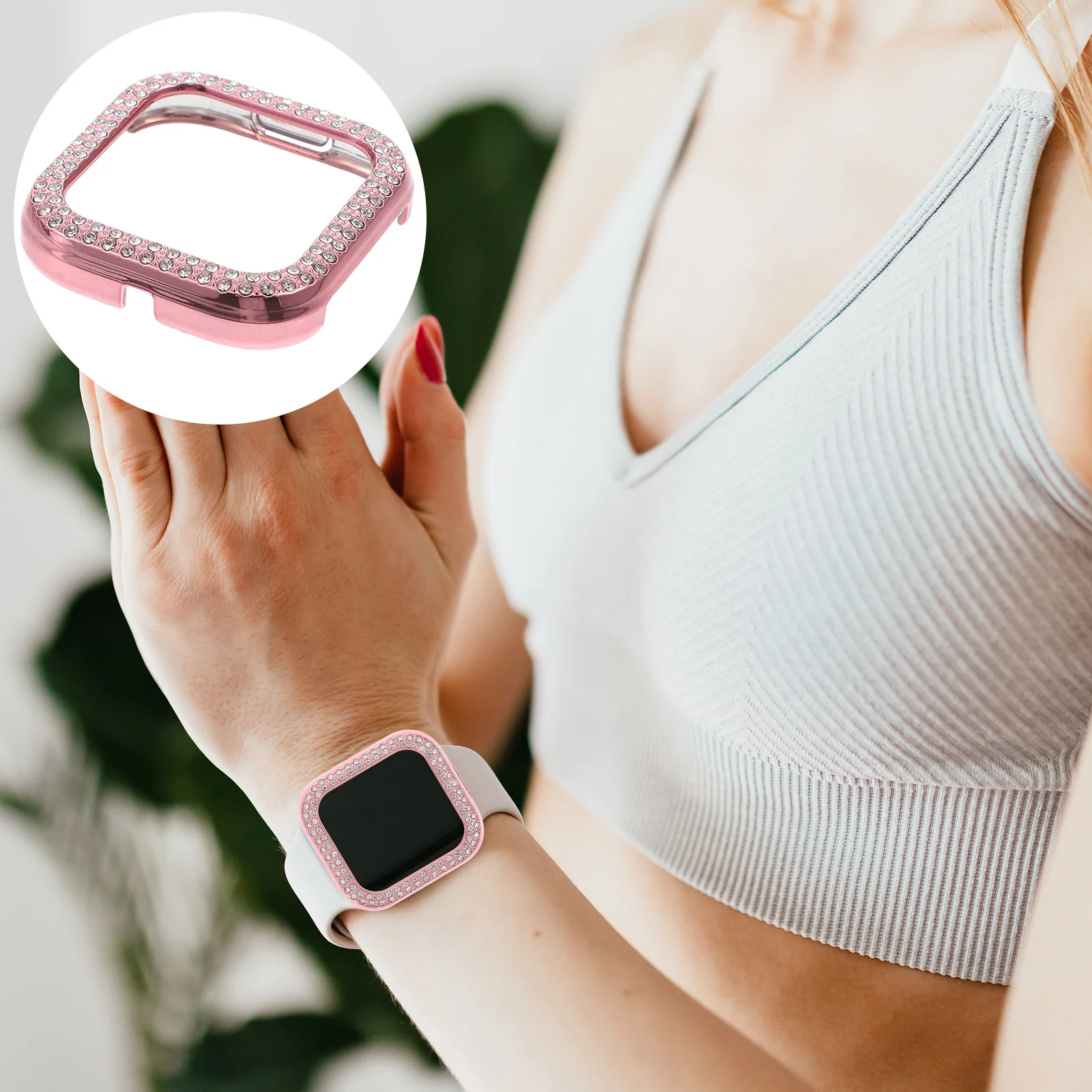 

Protector Case Compatible for Fitbit, Bling Rhinestone Frame for Smartwatch