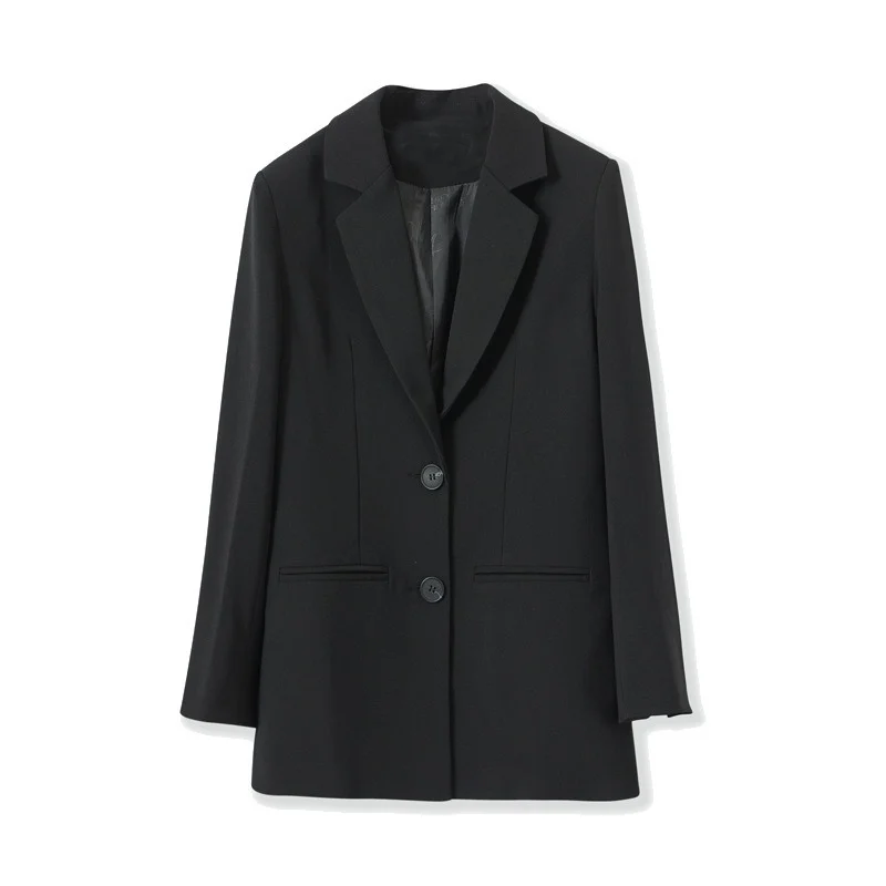 Ladies Spring Oversized Fashion Double Buttons Long Loose Coat Women Black Suit Blazer Office Jacket Formal Casual Autumn 2021